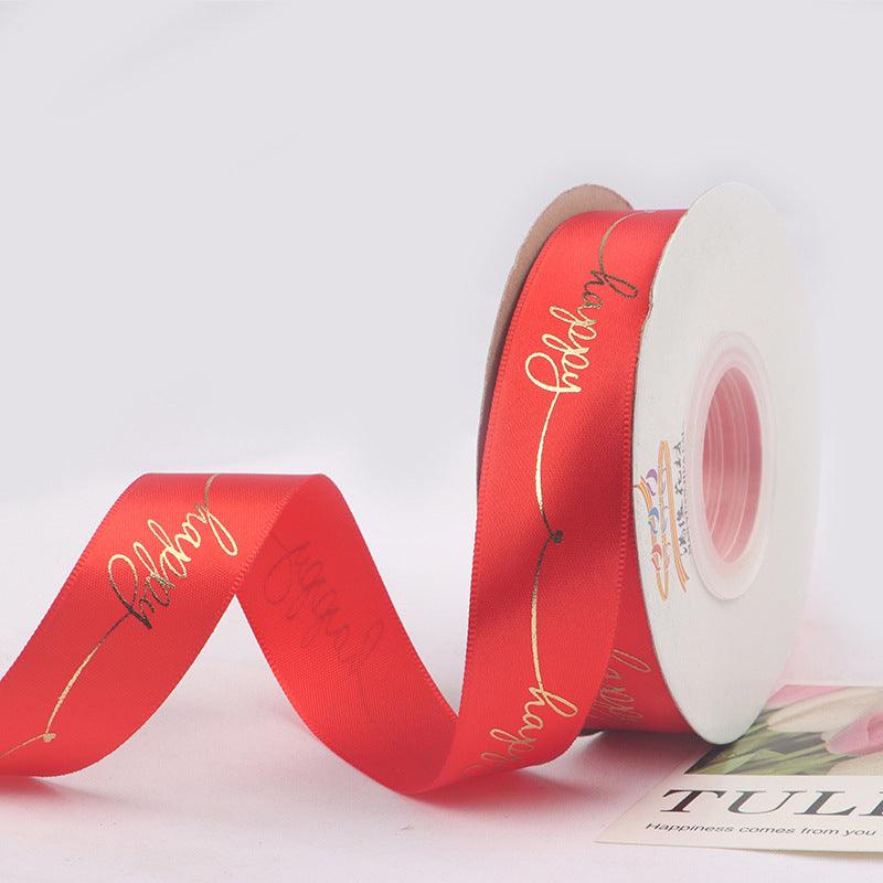 Hot Stamping Ribbon Flower Floral Gift Cake Baking Ribbon Bouquet Packaging Ribbon - Huayi Flower Wraps