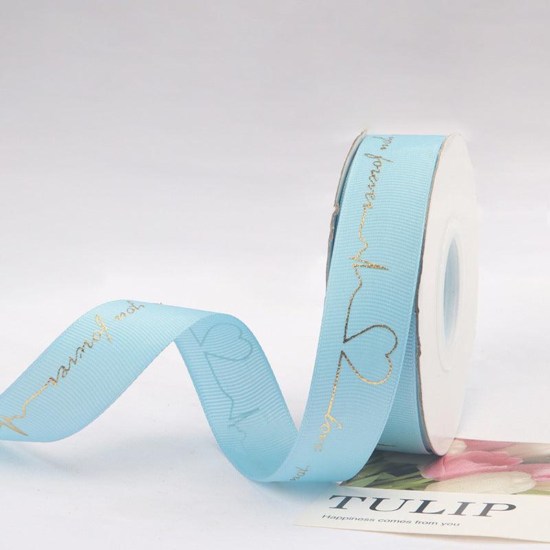 Hot Stamping Ribbon Flower Floral Gift Cake Baking Ribbon Bouquet Packaging Ribbon,25 yard - HUAYI