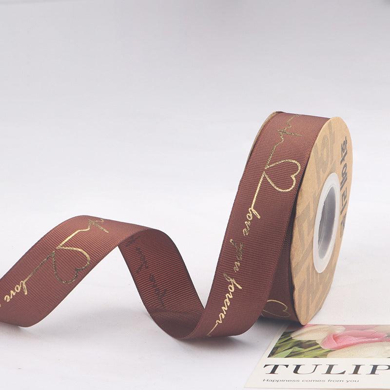 Hot Stamping Ribbon Flower Floral Gift Cake Baking Ribbon Bouquet Packaging Ribbon,25 yard - HUAYI