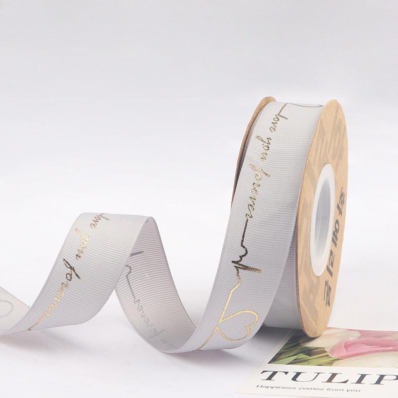 Hot Stamping Ribbon Flower Floral Gift Cake Baking Ribbon Bouquet Packaging Ribbon,25 yard - HUAYI