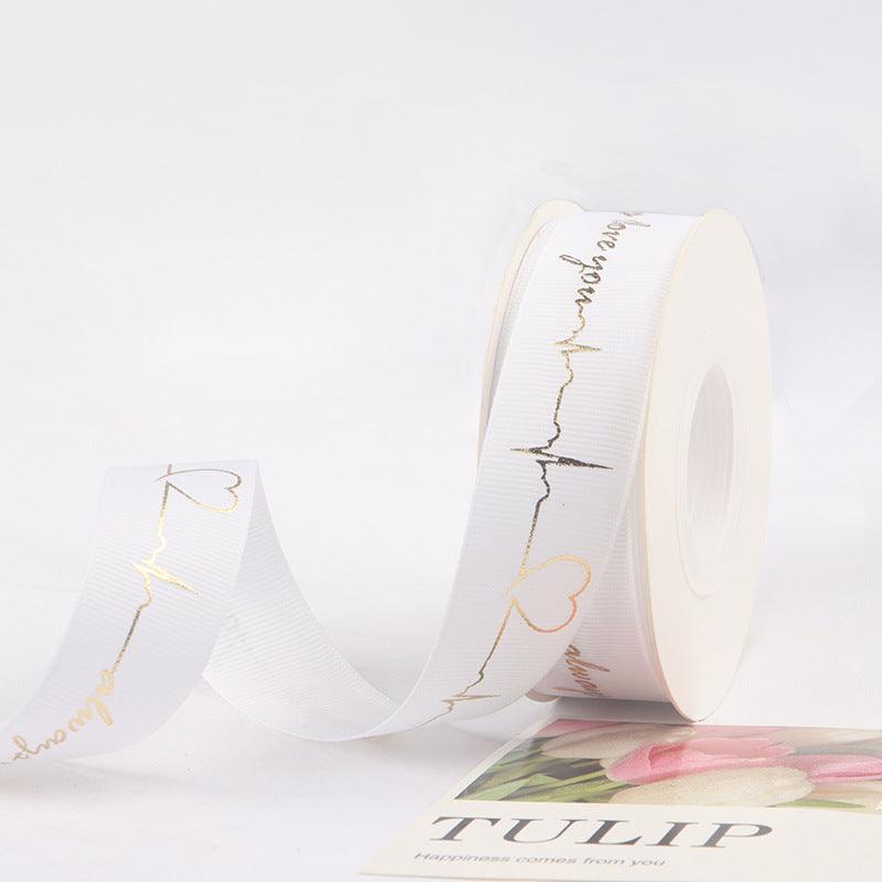 Hot Stamping Ribbon Flower Floral Gift Cake Baking Ribbon Bouquet Packaging Ribbon,25 yard - HUAYI