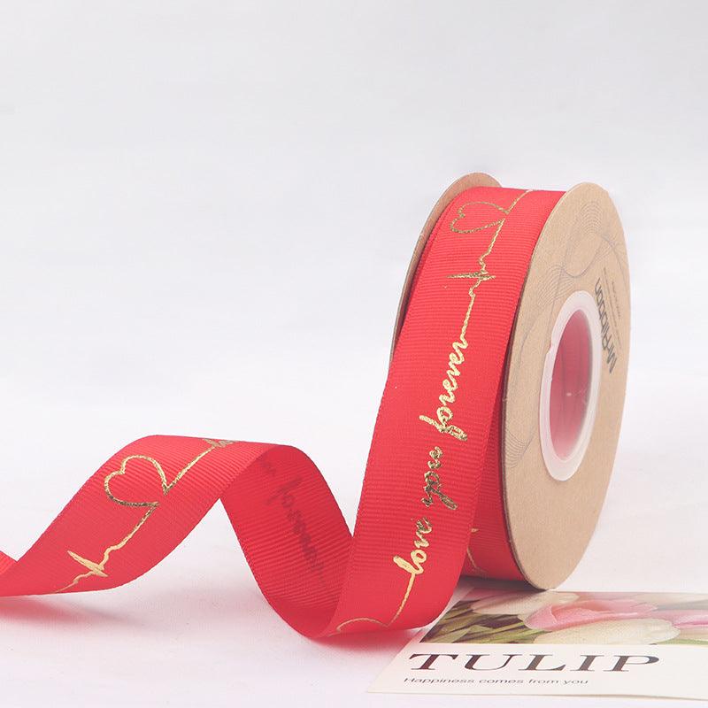 Hot Stamping Ribbon Flower Floral Gift Cake Baking Ribbon Bouquet Packaging Ribbon,25 yard - HUAYI