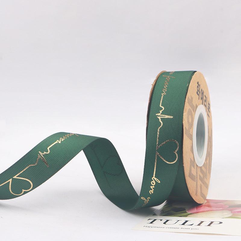 Hot Stamping Ribbon Flower Floral Gift Cake Baking Ribbon Bouquet Packaging Ribbon,25 yard - HUAYI
