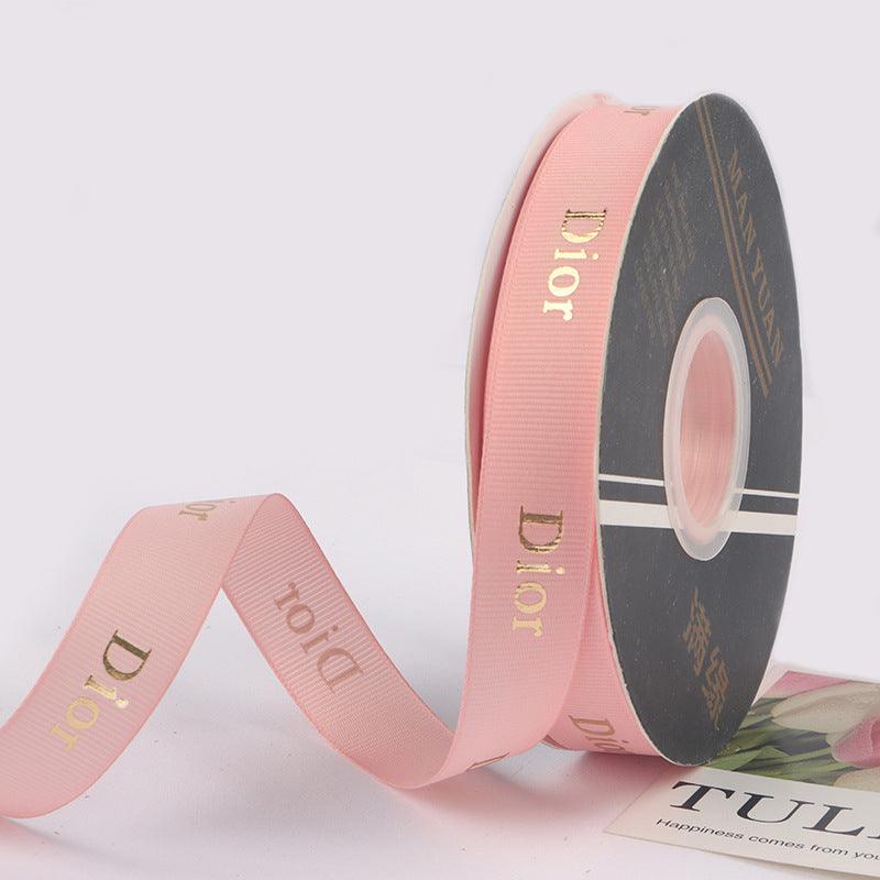 Hot Stamping Thread Printed English Ribbon Light Luxury Flower Packaging,2cm 40 yards - Huayi Flower Wraps