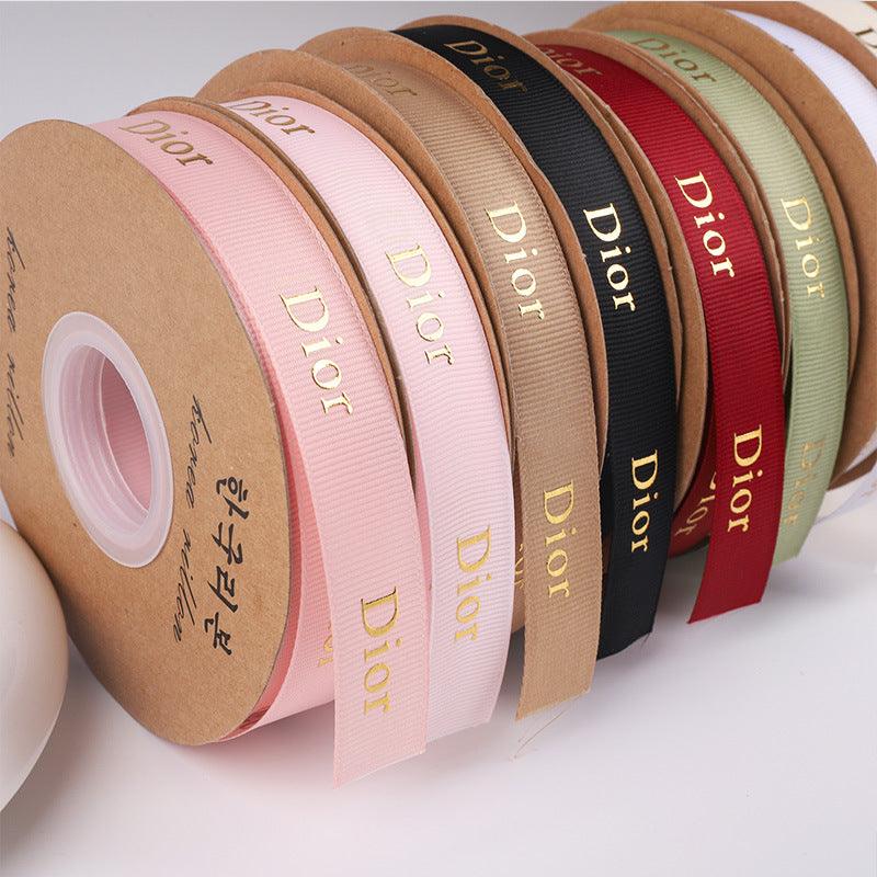 Hot Stamping Thread Printed English Ribbon Light Luxury Flower Packaging,2cm 40 yards - Huayi Flower Wraps