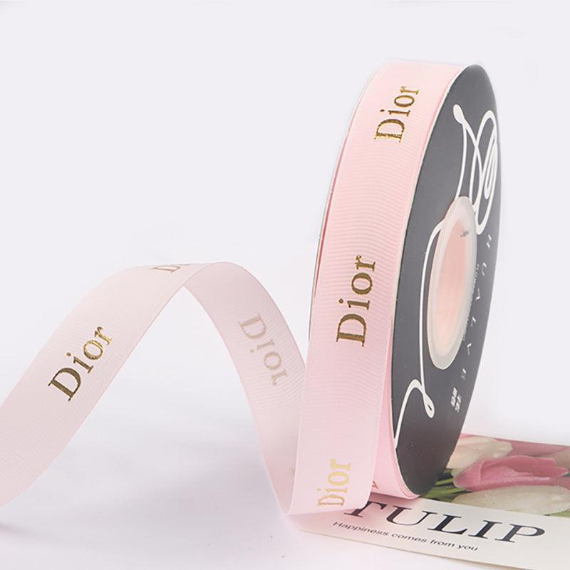 Hot Stamping Thread Printed English Ribbon Light Luxury Flower Packaging,2cm 40 yards - Huayi Flower Wraps