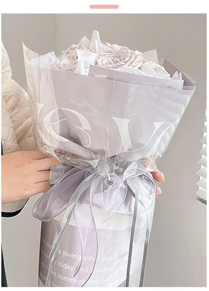 I Love You Valentine's Day Bouquet Korean Style Flower Wrapping ,22.8*22.8 inch - 20 sheets - Huayi Flower Wraps