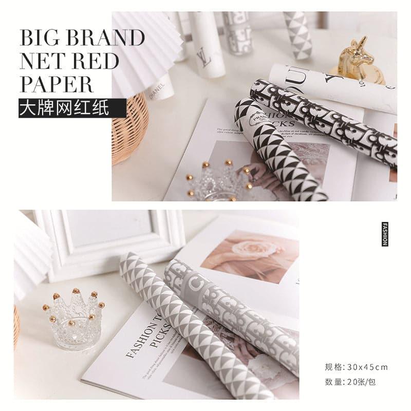 INS Style Classic Flower Wrapping Paper,22.8*22.8 inch - 20 sheets - Huayi Flower Wraps