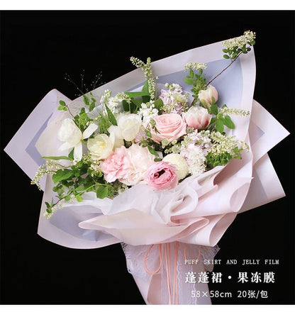 Jelly Film Border Layered Flower Wrapping Paper,22.8*22.8 inch - 20 sheets - Huayi Flower Wraps