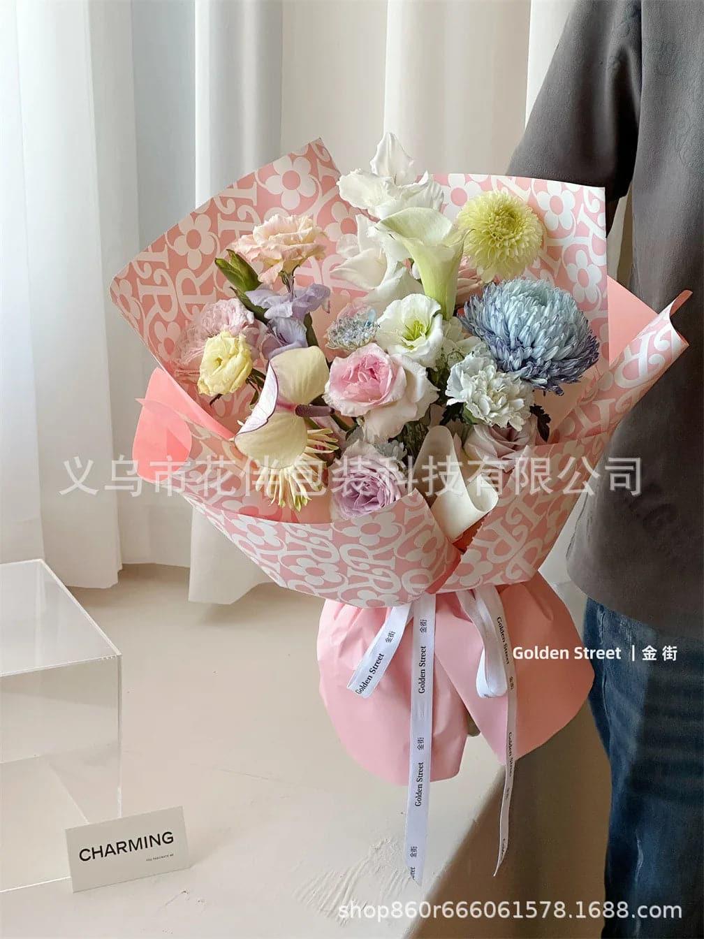 Korean Printed Gift Tissue Waterproof Flower Bouquet Packaging Wrapping Paper For Flower Bouquet Floral - Huayi Flower Wraps