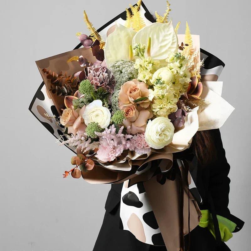 Law Of The Jungle Series Waterproof Korean Flower Wrapping Paper,22.8*22.8 inch - HUAYI