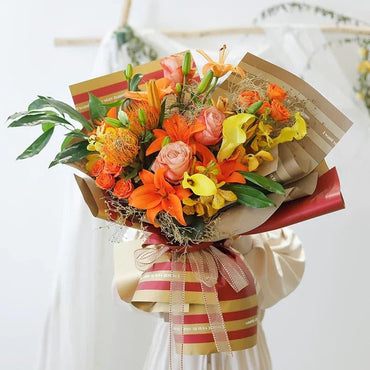 Luxurious Two-Color Gilt Paper Flower Wrapping Paper,22.8*22.8 Inch-20 Sheets - Huayi Flower Wraps