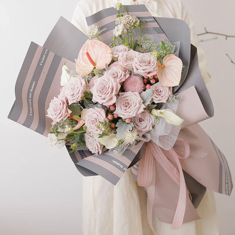 Luxurious Two-Color Gilt Paper Flower Wrapping Paper,22.8*22.8 Inch-20 Sheets - Huayi Flower Wraps