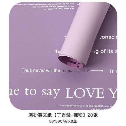 Matte English Two-Color Paper Wrapping Paper,22.8*22.8 inch - 20 sheets - Huayi Flower Wraps