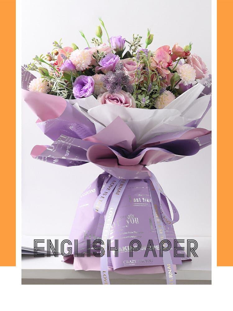 Matte English Two-Color Paper Wrapping Paper,22.8*22.8 inch - 20 sheets - Huayi Flower Wraps