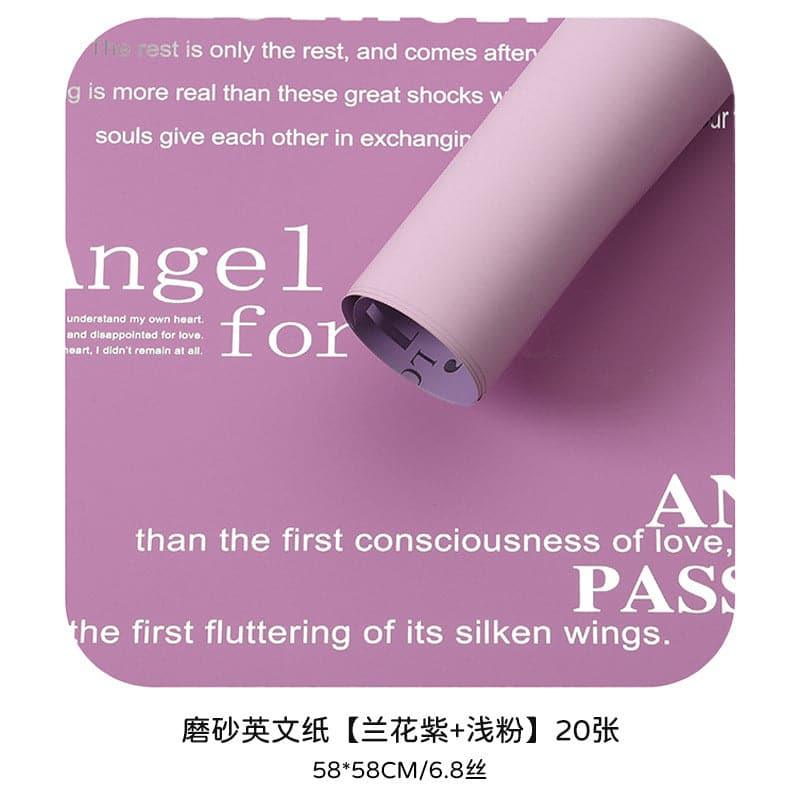 Matte English Two-Color Paper Wrapping Paper,22.8*22.8 inch - 20 sheets - Huayi Flower Wraps