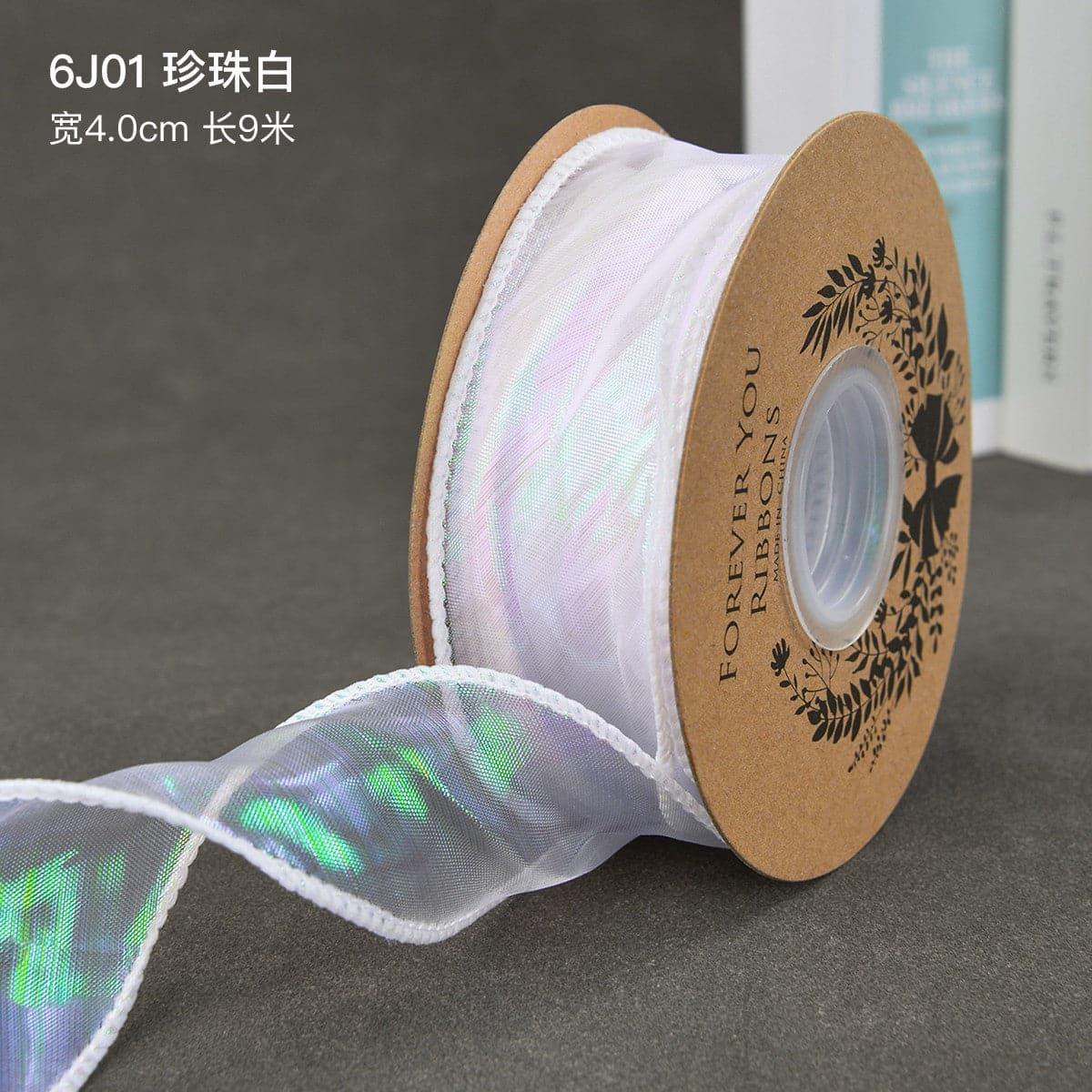 Mermaid Ribbon Bow Bouquet Lace Ribbon Snow Gauze Ribbon,1.5 inch * 10 yards - Huayi Flower Wraps