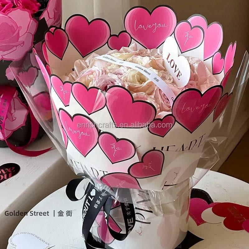 Mother's Day Korean Wrapping Paper Heart Designs Flowers Love Wrapping Paper,10 sheet.