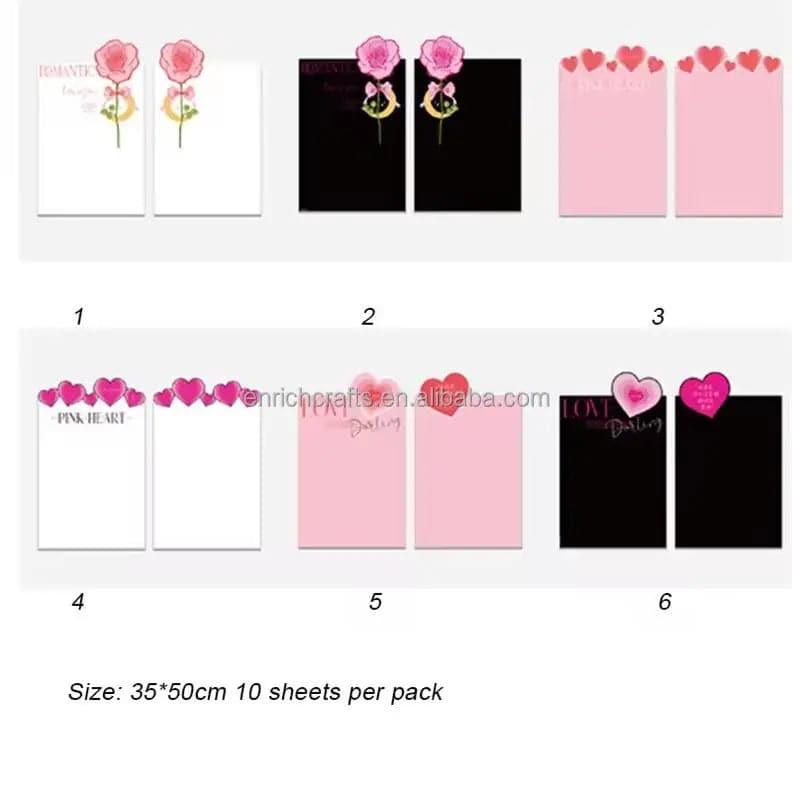 Mother's Day Korean Wrapping Paper Heart Designs Flowers Love Wrapping Paper,10 sheet.