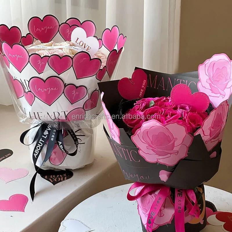 Mother's Day Korean Wrapping Paper Heart Designs Flowers Love Wrapping Paper,10 sheet.