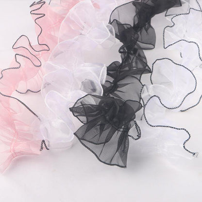 New Ballet Style Pink Black Edge Fluffy Gauze Belt - Huayi Flower Wraps