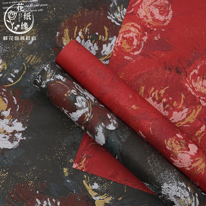 New Dream Garden Peony Oil Painting Paper,22.8*22.8 Inch-20 Sheets - Huayi Flower Wraps