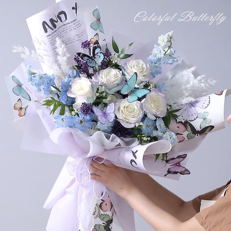 New Waterproof Flower Gift Box Florist Accessories Supplies PVC Stereoscopic Butterfly Card - Huayi Flower Wraps