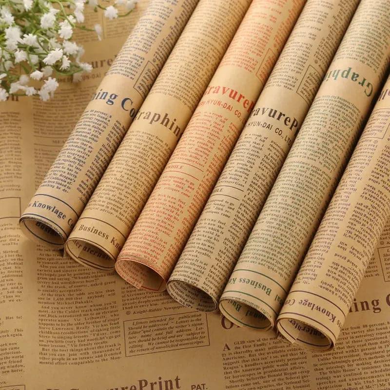 Newspaper Art Kraft Florist Bouquet Wrapping Paper,19.7*27.5 Inch-40 Sheets - Huayi Flower Wraps