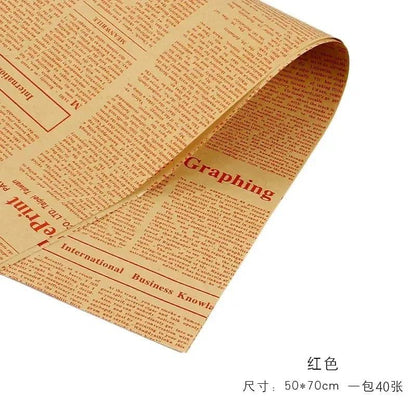 Newspaper Art Kraft Florist Bouquet Wrapping Paper,19.7*27.5 Inch-40 Sheets - Huayi Flower Wraps