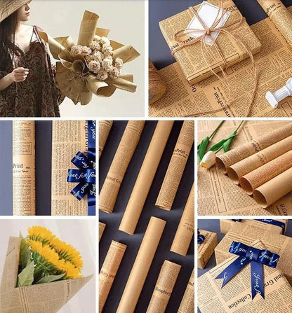 Newspaper Art Kraft Florist Bouquet Wrapping Paper,19.7*27.5 Inch-40 Sheets - Huayi Flower Wraps