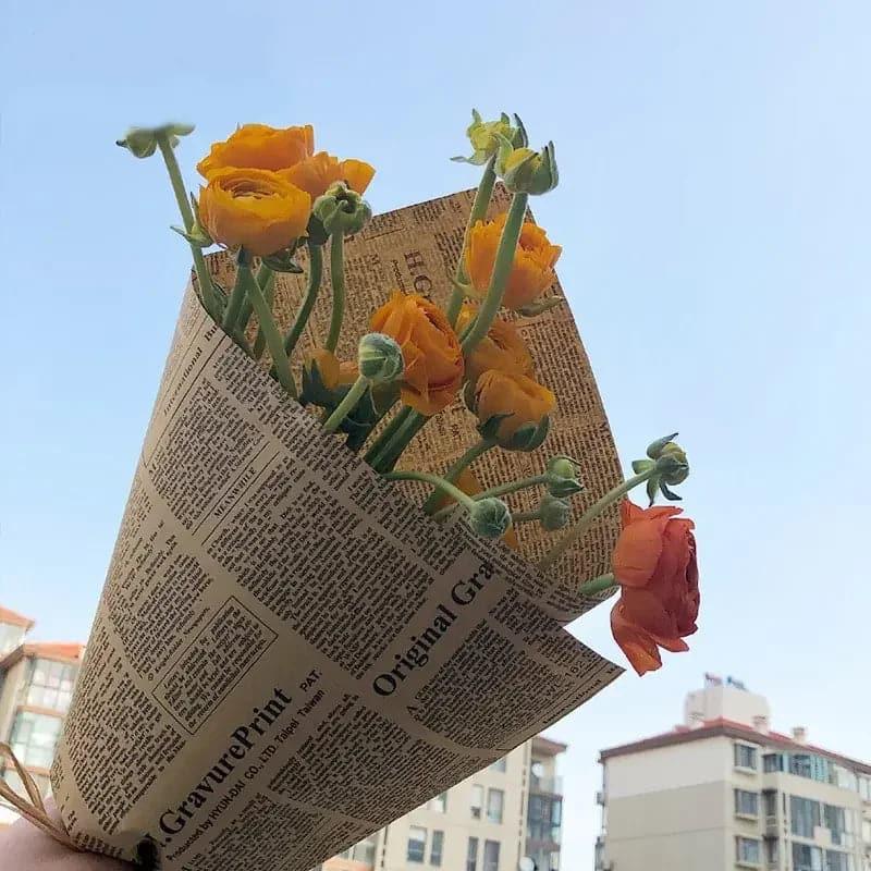 Newspaper Art Kraft Florist Bouquet Wrapping Paper,19.7*27.5 Inch-40 Sheets - Huayi Flower Wraps