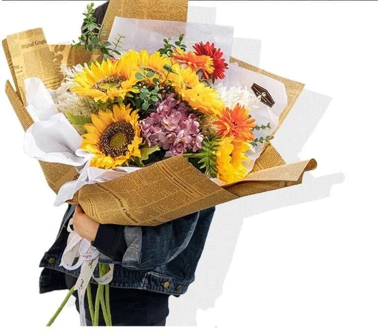 Newspaper Art Kraft Florist Bouquet Wrapping Paper,19.7*27.5 Inch-40 Sheets - Huayi Flower Wraps