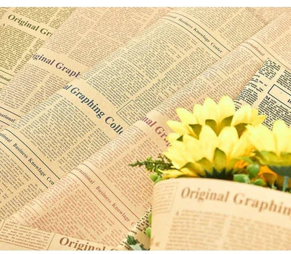 Newspaper Art Kraft Florist Bouquet Wrapping Paper,19.7*27.5 Inch-40 Sheets - Huayi Flower Wraps