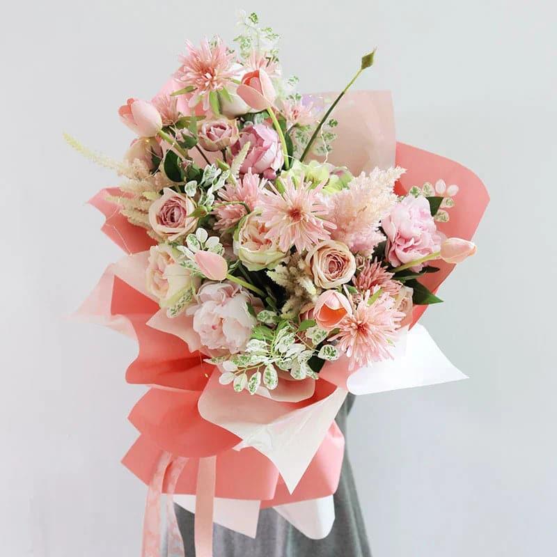 Rainbow Flower Paper Rose Bouquet OPP Waterproof,22.8*22.8 inch - 20 sheets - Huayi Flower Wraps