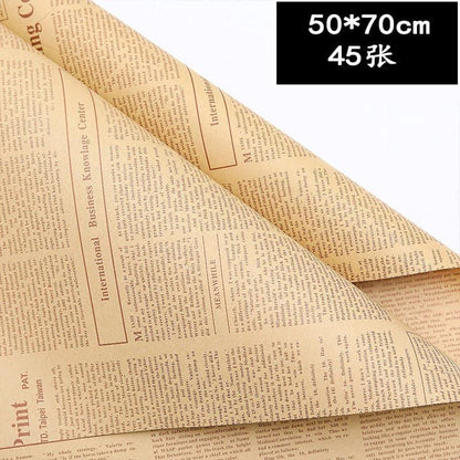 Retro Flower Wrapping Kraft Paper English Newspaper Bouquet Wrapping Paper - Huayi Flower Wraps