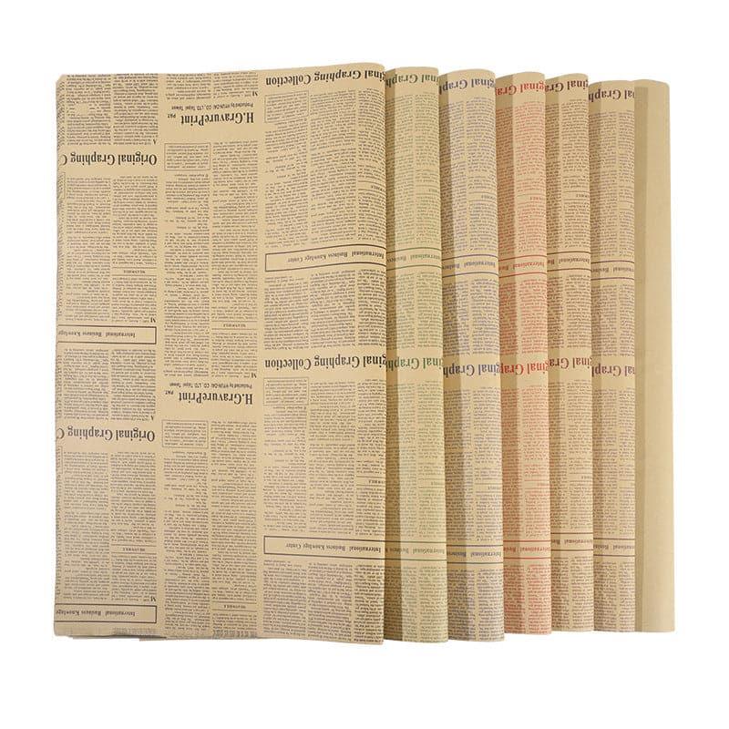 Retro Flower Wrapping Kraft Paper English Newspaper Bouquet Wrapping Paper - Huayi Flower Wraps