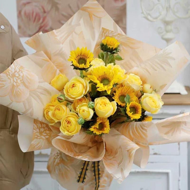 Roman Holiday Flower Packaging Paper With Printed Oil Painting Style,22.8*22.8 inch - 20 sheets - Huayi Flower Wraps