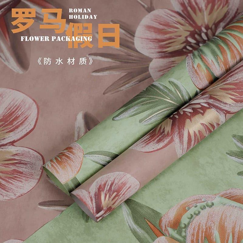 Roman Holiday Flower Packaging Paper With Printed Oil Painting Style,22.8*22.8 inch - 20 sheets - Huayi Flower Wraps