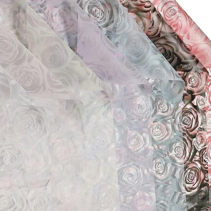 Rose Garden Translucent Flower Wrapping Paper,22.8*22.8 inch - 20 sheets - Huayi Flower Wraps