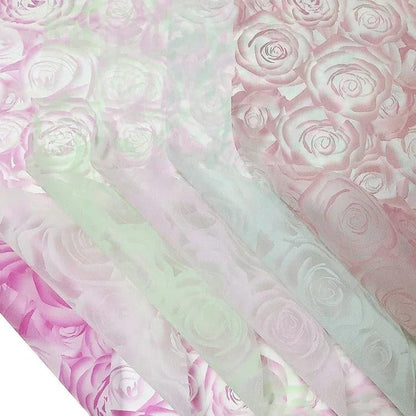 Rose Garden Translucent Flower Wrapping Paper,22.8*22.8 inch - 20 sheets - Huayi Flower Wraps