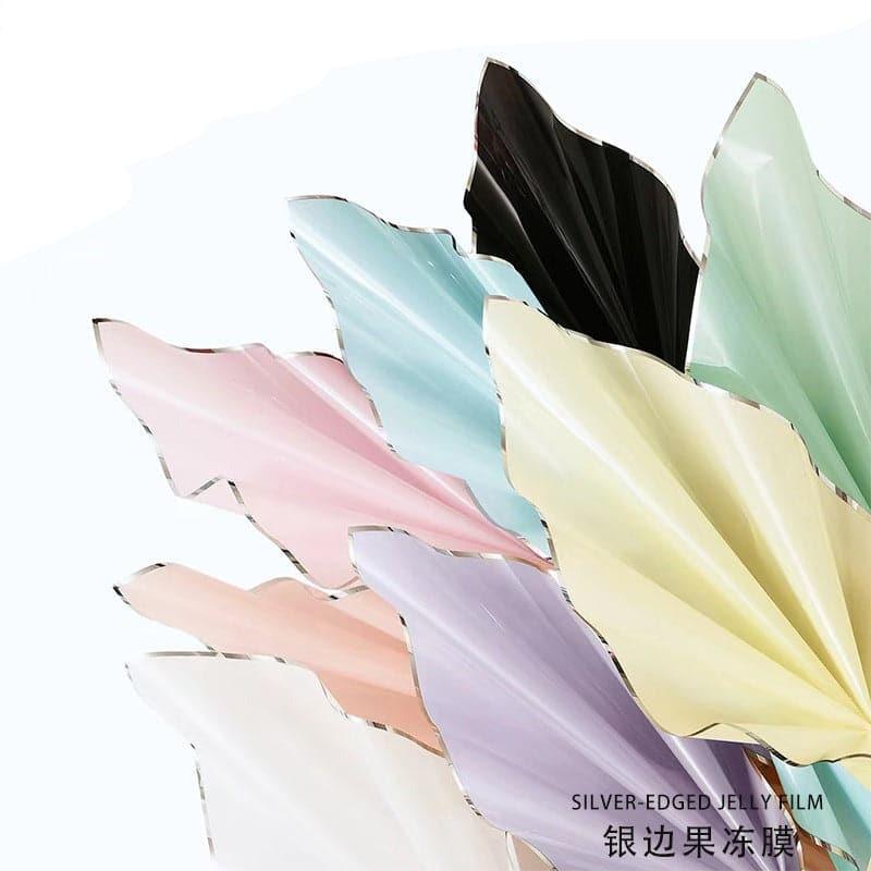 Silver Border Jelly Film Spot Matte Paper Waterproof Flower Wrapping,22.8*22.8 inch - 20 sheets - Huayi Flower Wraps