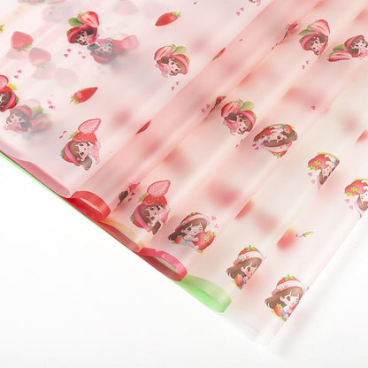 Strawberry Girl Waterproof Korean Flower Wrapping Paper,22.8*22.8 inch-20 sheets - HUAYI