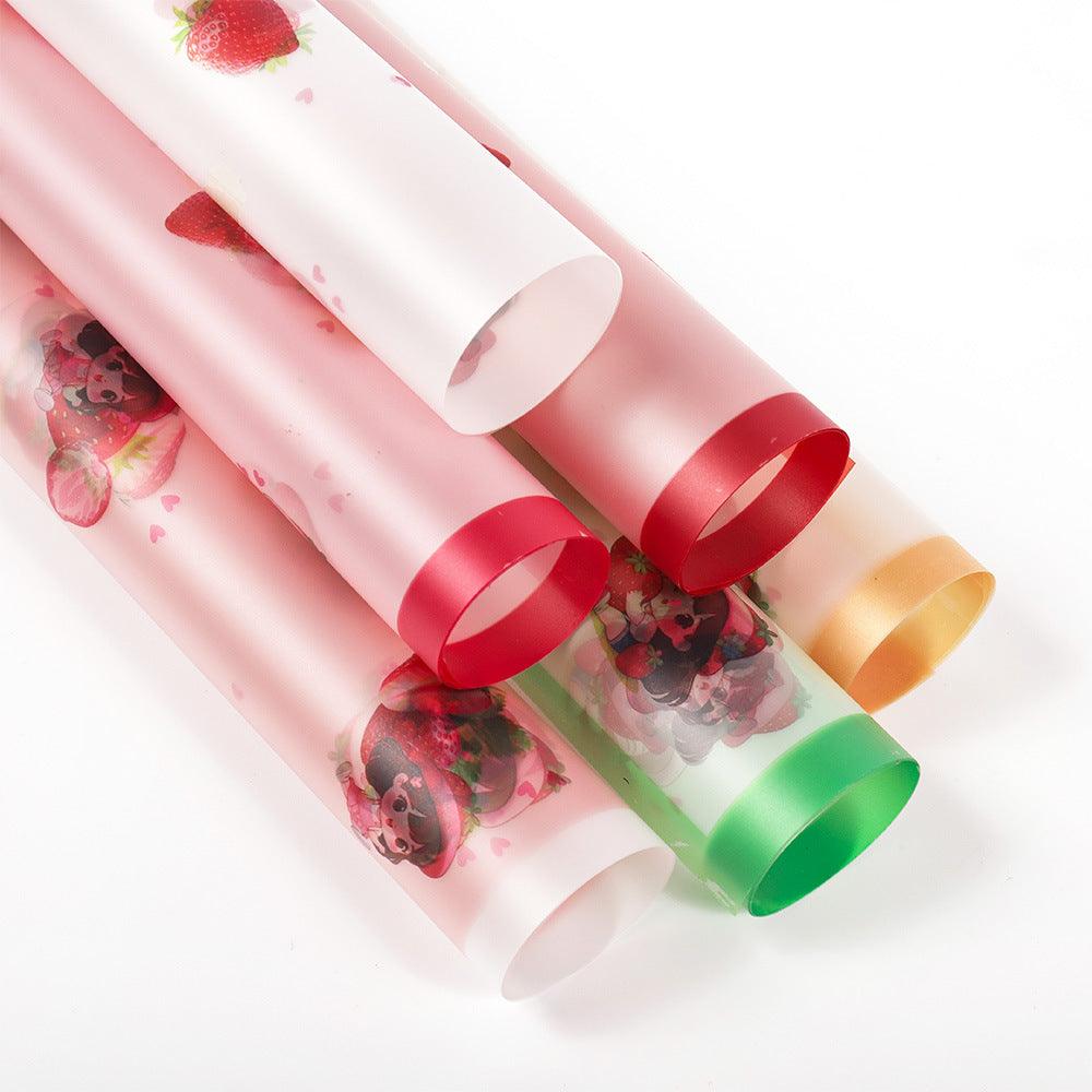 Strawberry Girl Waterproof Korean Flower Wrapping Paper,22.8*22.8 inch-20 sheets - HUAYI