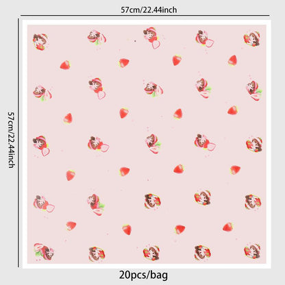 Strawberry Girl Waterproof Korean Flower Wrapping Paper,22.8*22.8 inch-20 sheets - HUAYI