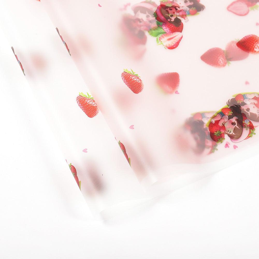 Strawberry Girl Waterproof Korean Flower Wrapping Paper,22.8*22.8 inch-20 sheets - HUAYI