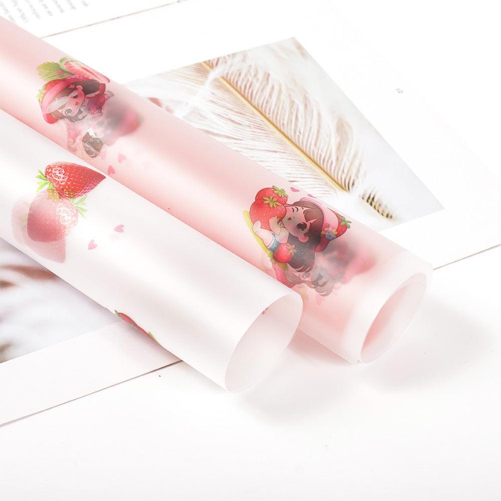 Strawberry Girl Waterproof Korean Flower Wrapping Paper,22.8*22.8 inch-20 sheets - Huayi Flower Wraps