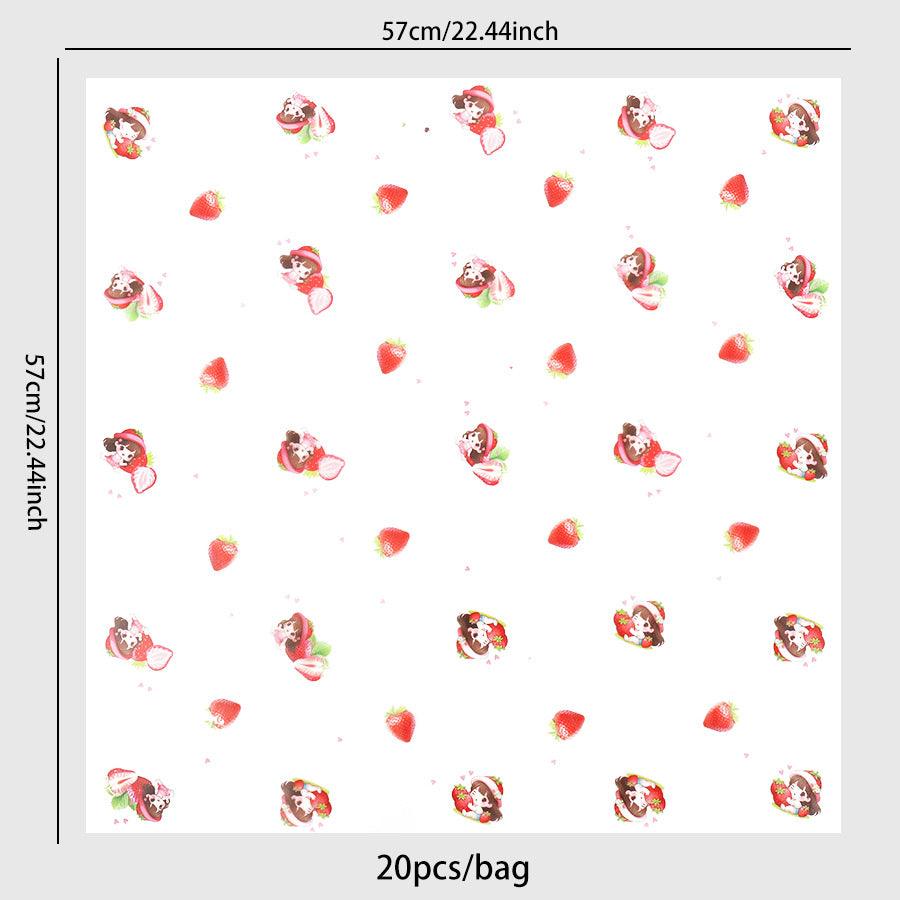 Strawberry Girl Waterproof Korean Flower Wrapping Paper,22.8*22.8 inch-20 sheets - Huayi Flower Wraps