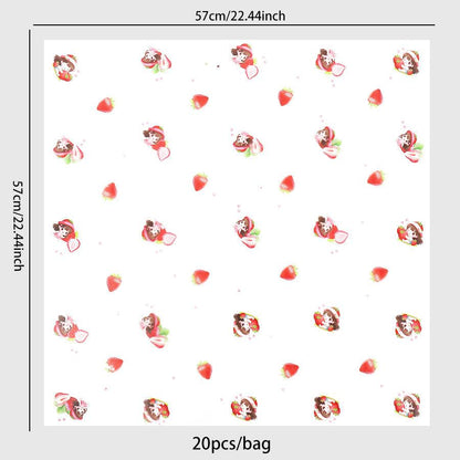 Strawberry Girl Waterproof Korean Flower Wrapping Paper,22.8*22.8 inch-20 sheets - Huayi Flower Wraps