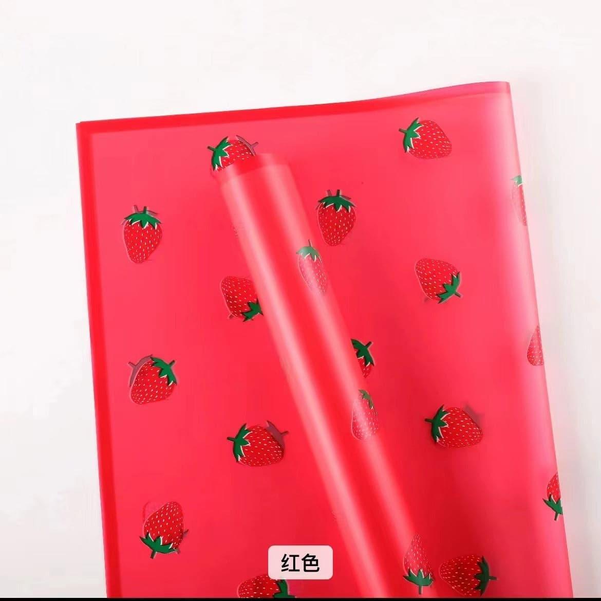 Strawberry Waterproof Flower Wrapping Paper,22.8*22.8 inch - 20 sheets - Huayi Flower Wraps