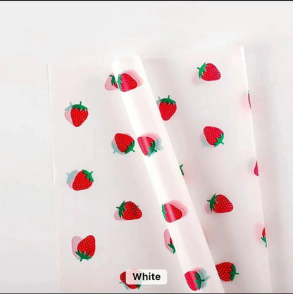 Strawberry Waterproof Flower Wrapping Paper,22.8*22.8 inch - 20 sheets - Huayi Flower Wraps